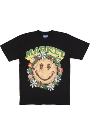 MARKET Koszulki, Mężczyzna, Czarny, L, Vintage Smiley Tee Czarna Bawełniana Koszulka