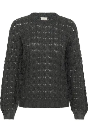 Kaffe Swetry, Kobieta, Zielony, M, Bawełna, Czarny Ostryga Sweter Sweter