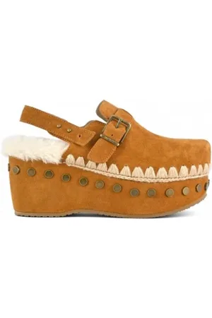 Mou Buty, Kobieta, brązowy, 36 EU, Zamsz, Karmelowa Kawa Back Strap Chodaki
