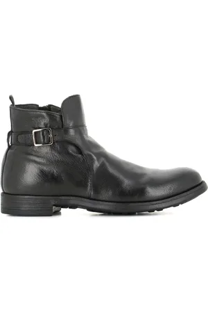 Officine creative Buty, Mężczyzna, Czarny, 43 EU, Zamsz, Skórzane botki z zamkiem i podszewką zamszową
