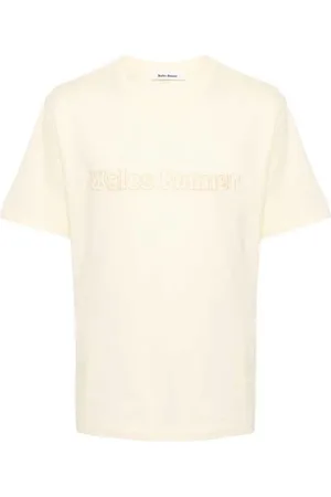 WALES BONNER Koszulki, Mężczyzna, Beżowy, L, Żółty T-shirt z naszywką logo Unisex