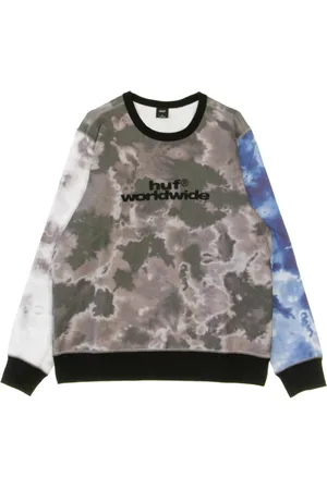 Huf Bluzy, Mężczyzna, Wielobarwność, M, Czarny Crewneck Sweatshirt dla Mężczyzn