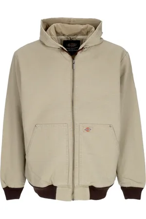 Dickies Kurtki, Mężczyzna, Beżowy, M, Kurtka z kapturem z kanvasu i sherpy