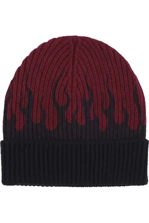 Vision Of Super Akcesoria, Mężczyzna, Wielobarwność, ONE SIZE, Wełna, Czapka Beanie Flames z wykończeniem żebrowanym