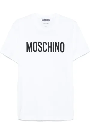 Moschino Koszulki, Mężczyzna, Biały, S, Biała koszulka z logo i okrągłym dekoltem