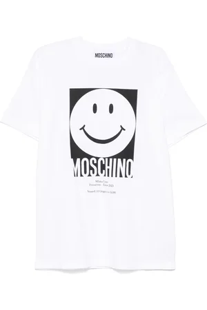 Moschino Koszulki, Mężczyzna, Biały, L, Smiley® Współpraca Biała Koszulka z Okrągłym Dekoltem