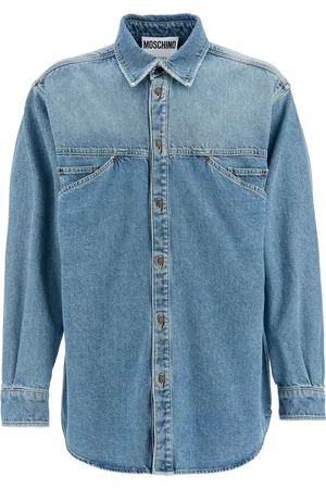 Moschino Koszule, Mężczyzna, Niebieski, 2XL, Denim, Koszula z Denimu z Kieszeniami