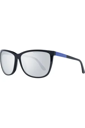 Porsche Design Akcesoria, Kobieta, Czarny, ONE SIZE, Czarne Lustro Motyle Okulary Przeciwsłoneczne Acetat