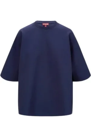 Staud Koszulki, Kobieta, Niebieski, M, Oversized Crewneck Ponte Capsule Top