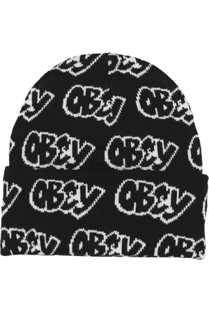 Obey Akcesoria, Mężczyzna, Wielobarwność, ONE SIZE, Nylon, Czarna Beanie Czapka z Micro Rib
