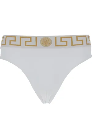 VERSACE Stroje kąpielowe, Mężczyzna, Biały, L, Biała Odzież Morska Ikoniczny Greca Slip