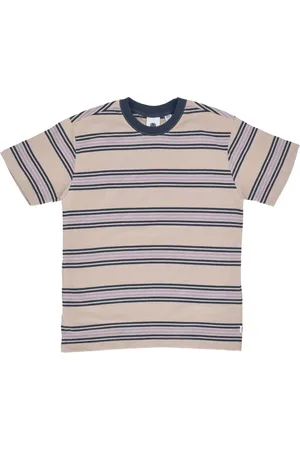 Element Koszulki, Mężczyzna, brązowy, S, Paski Crew Neck Tee Oxford Tan