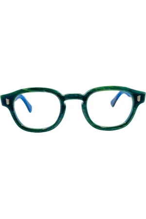Cutler and Gross Akcesoria, unisex, Niebieski, ONE SIZE, Retro Kwadratowe Okulary Niebiesko-Zielony Marmur