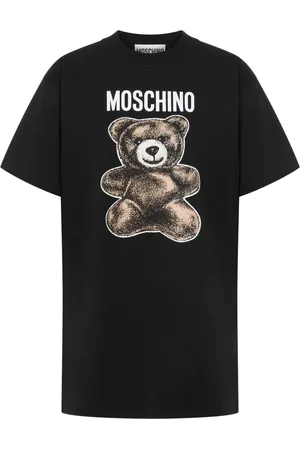 Moschino Koszulki, Kobieta, Czarny, XS, Czarna koszulka z logo misia