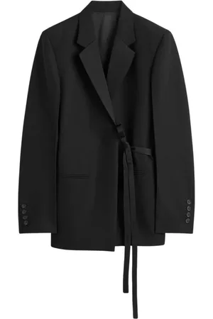 Totême Kurtki, Kobieta, Czarny, L, Kaszmir, Satin-Lapel Wrap Blazer