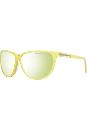 Porsche Design Akcesoria, Kobieta, Żółty, ONE SIZE, Żółte Lustro Motylkowe Okulary przeciwsłoneczne z Ramą Acetatu
