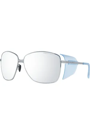 Porsche Design Akcesoria, Kobieta, Szary, ONE SIZE, Srebrne Okulary Przeciwsłoneczne Motylek Lustrzane Ochrona UV