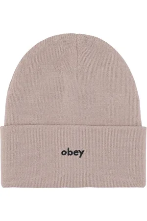 Obey Akcesoria, Mężczyzna, Szary, ONE SIZE, Rozciągliwa czapka beanie z ściągaczem