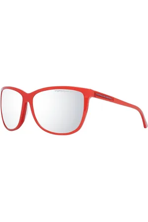 Porsche Design Akcesoria, Kobieta, Czerwony, ONE SIZE, Czerwone Lustro Motyl Okulary Przeciwsłoneczne Acetat