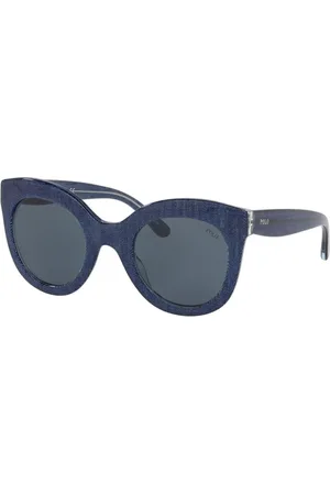 Ralph Lauren Akcesoria, Kobieta, Niebieski, ONE SIZE, Okulary przeciwsłoneczne z octanu z szarymi szkłami i ochroną kategorii 3