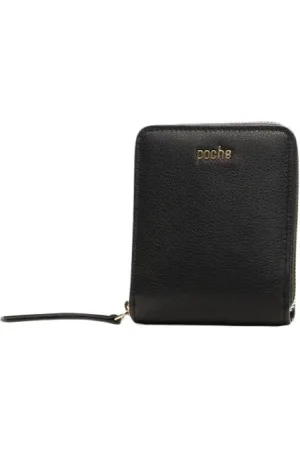 Poche Paris Akcesoria, Kobieta, Czarny, ONE SIZE, Elegancki Portfel Skórzany