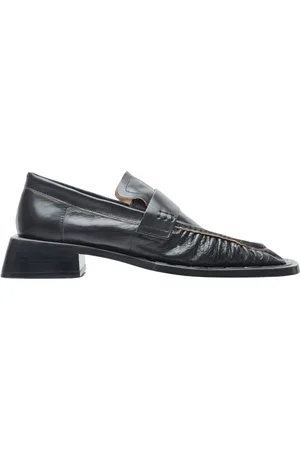 Miista Buty, Kobieta, Czarny, 36 EU, Skórzane Lordsy z Kwadratowym Nosem i Obcasem