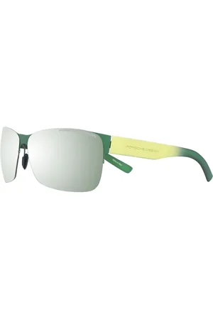 Porsche Design Akcesoria, unisex, Zielony, ONE SIZE, Zielone lustrzane okulary przeciwsłoneczne bez obramowania
