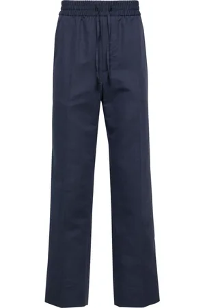BRIONI Spodnie, Mężczyzna, Niebieski, L, Casual Niebieskie Lniane Bawełniane Spodnie