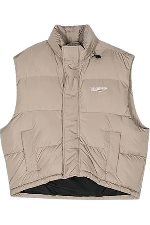 Balenciaga Kurtki, Mężczyzna, Beżowy, S, Len, Beżowy Oversize Puffer Bez