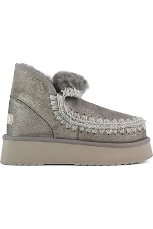 Mou Buty, Kobieta, Szary, 37 EU, Zamsz, Metallic Mini Eskimo Platform Boot