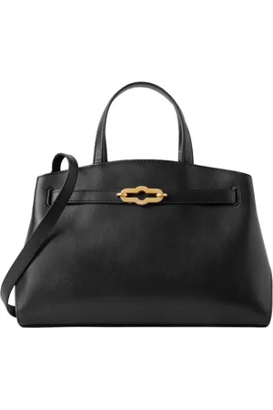 MULBERRY Torebki, Kobieta, Czarny, ONE SIZE, Czarna Lśniąca Torebka Skórzana z Zamkiem Pimlico