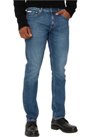 Calvin Klein Jeansy, Mężczyzna, Niebieski, W33 L34, Denim, Slim-fit Denim Jeansy