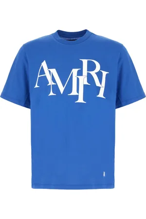 AMIRI Koszulki, Mężczyzna, Niebieski, XL, Casualowy Bawełniany T-shirt dla Mężczyzn