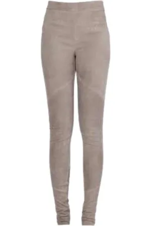 ISABEL BENENATO Spodnie, Kobieta, Beżowy, S, Zamsz, Legginsy zamszowe Dl 04 88 w kolorze taupe