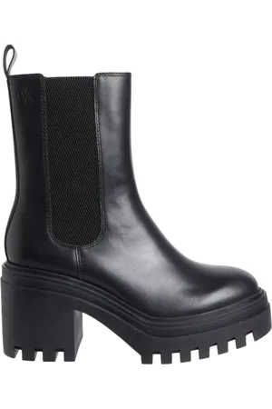 Calvin Klein Buty, Kobieta, Czarny, 37 EU, Czarne Chunky Heeled Chelsea Botki