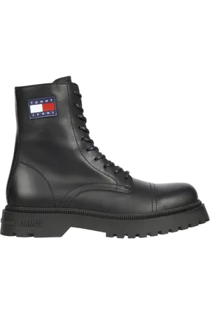 Tommy Hilfiger Buty, Mężczyzna, Czarny, 45 EU, Czarne Botki z Sznurowaniem