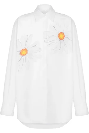 Moschino Koszule, Mężczyzna, Biały, XL, Koszula z Kwiatowym Nadrukiem