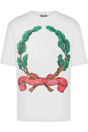 Moschino Koszulki, Mężczyzna, Biały, S, Biała koszulka z nadrukiem Laurel