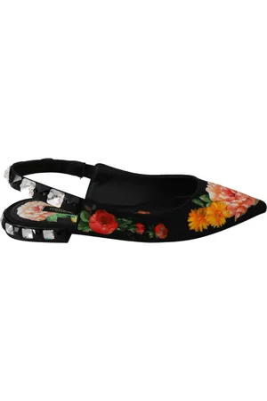 Dolce & Gabbana Buty, Kobieta, Wielobarwność, 36 EU, Skóra, Eleganckie Kwiatowe Krysztaowy Baleriny