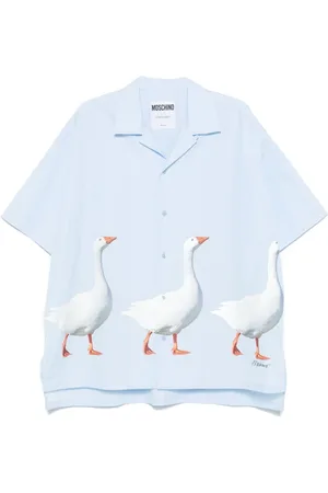 Moschino Koszule, Mężczyzna, Niebieski, M, Niebieska Koszula z Krótkim Rękawem i Kołnierzykiem