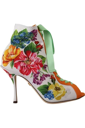 Dolce & Gabbana Buty, Kobieta, Wielobarwność, 37 1/2 EU, Poliester, Kwiatowe Otwarte Obcasy z Jerseyu