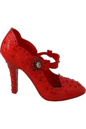 Dolce & Gabbana Buty, Kobieta, Czerwony, 40 EU, Czerwone Kryształowe Pompy Kopciuszka