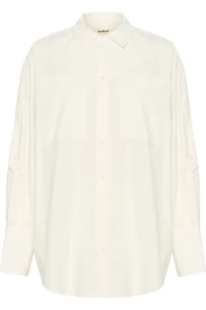 Soaked in Luxury Bluzki, Kobieta, Biały, 2XL, Bawełna, Biała Koszula z Szerokimi Mankietami