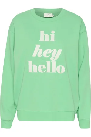 Kaffe Bluzy, Kobieta, Zielony, 2XL, Wiosenny Bukiet Bluza Długi Rękaw Druk