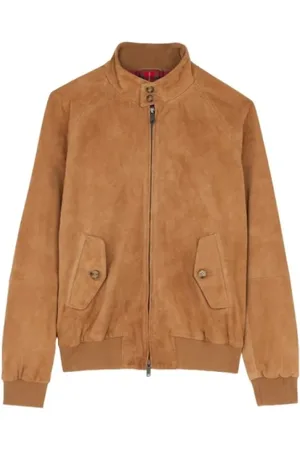 Baracuta Kurtki, Mężczyzna, brązowy, 3XS, Zamsz, Kurtka zamszowa tytoniowa