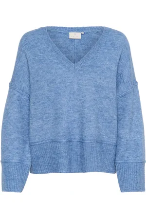 Kaffe Swetry, Kobieta, Niebieski, S, Wełna, Flow Melange Pullover Sweater