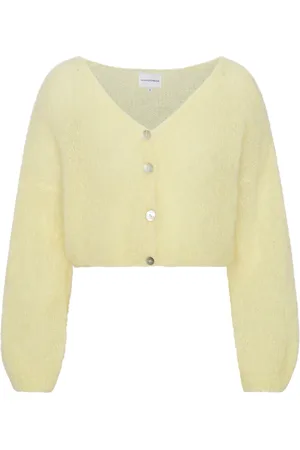 American Dreams Swetry, Kobieta, Żółty, L, Mohair Cropped Cardigan