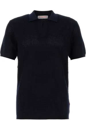 Orlebar Brown Koszulki, Mężczyzna, Niebieski, M, Północny Niebieski Polo z Wiskozy