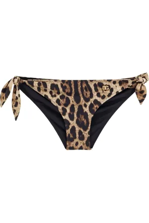 Dolce & Gabbana Stroje kąpielowe, Kobieta, brązowy, S, Nylon, Bikini z nadrukiem Animalier