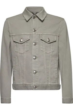 Brunello Cucinelli Kurtki, Mężczyzna, Szary, M, Denim, Zielona Koszula Denimowa z Kieszeniami
